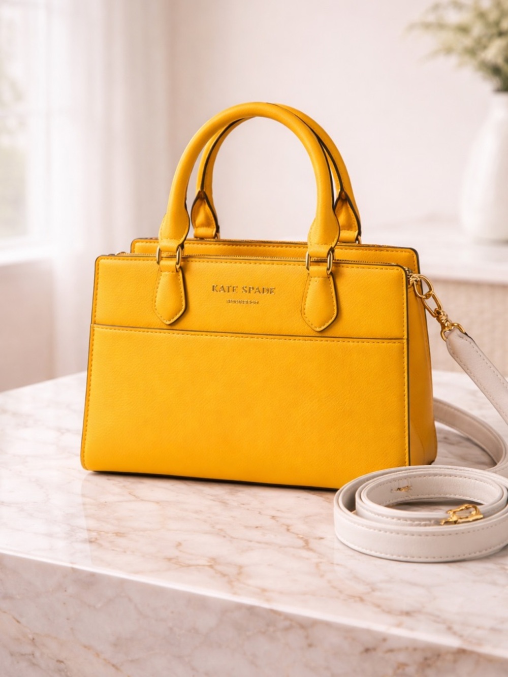 SALE !Kate Spade Madison Saffiano Leather Satchel with xbody/ Med- Daffodil -NWT